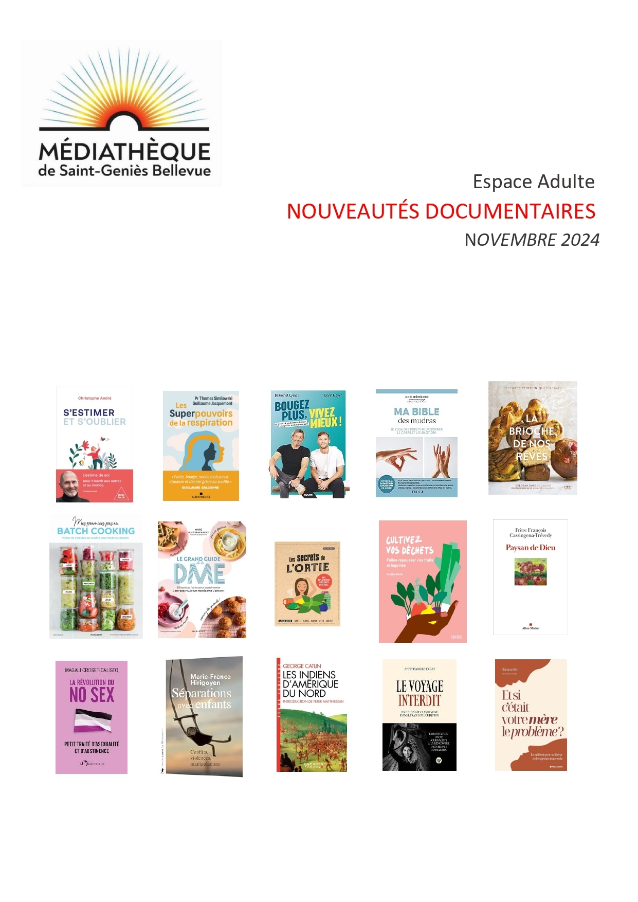 NOUVEAUTES DOCUMENTAIRES ADULTE Novembre 2024