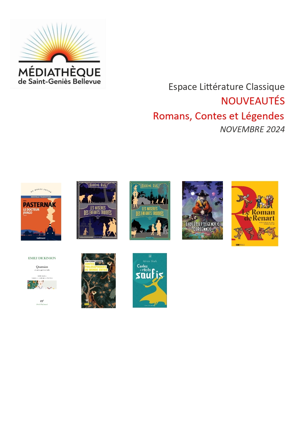 NOUVEAUTES GRANDS CLASSIQUES Novembre 2024