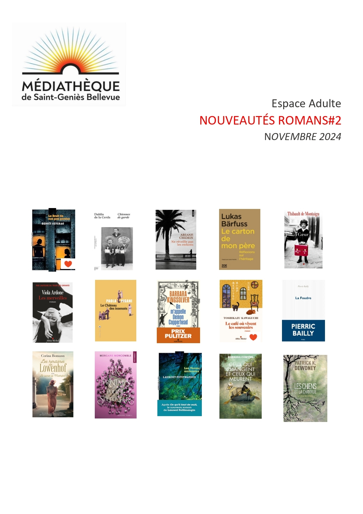 NOUVEAUTES ROMANS ADULTE2 Novembre 2024